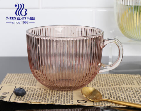 17oz classical milkshake glass mug colorful Ion plating engraved glass cup 
