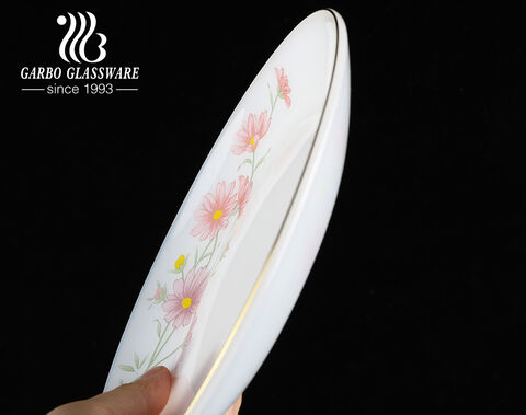 New Design Heat Resistant Opal Glassware 13PCS Jade Opal Glass Bowl Plate Dinner Set