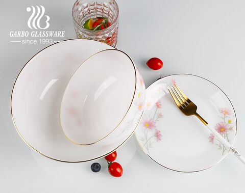 7Inch Opal Glass Plates Supplier in China Jade Opal Dinnerware for Food Serving