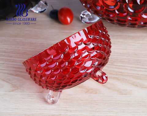 Luxury classic engraved glass bowl for home decoration with stem 