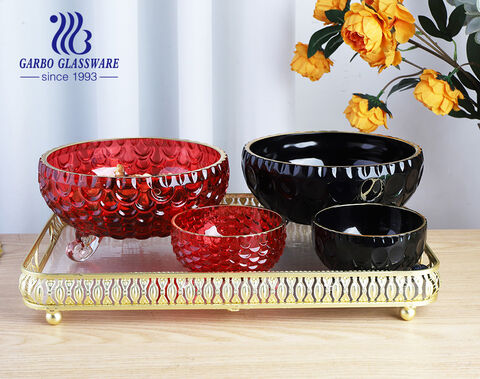 Luxury glass bowl set with different color decor for Morocco