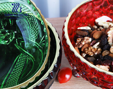 Luxury glass bowl set with different color decor for Morocco