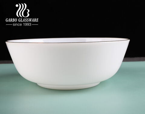 High-quality GARBO 19pcs white jade ceramic opal glass dinner set plate bowl with golden rim