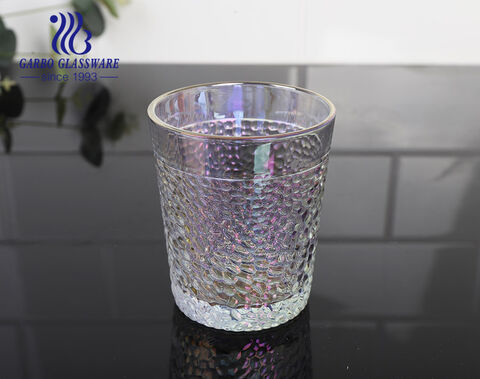 New design hammer pattern silver colored ion-plating glass iced drinking cup