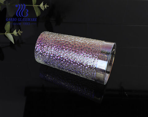 New design hammer pattern silver colored ion-plating glass iced drinking cup