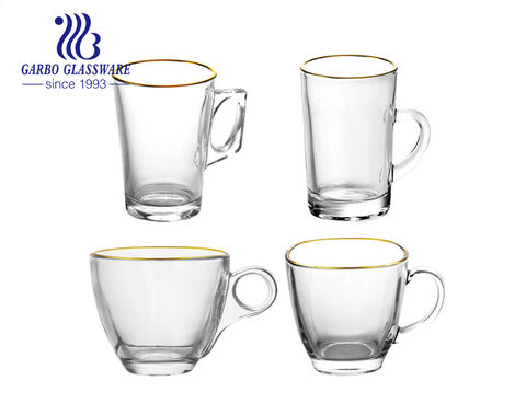 Taza de cristal pequeña clásica de 120ML, elegante asa pequeña para oreja