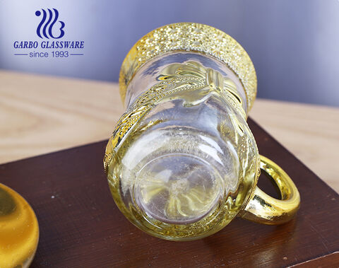 90ml Golden plating decorate middle east style glass water tea mug