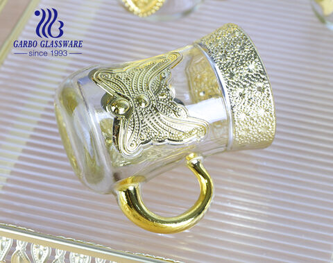 90ml Golden plating decorate middle east style glass water tea mug