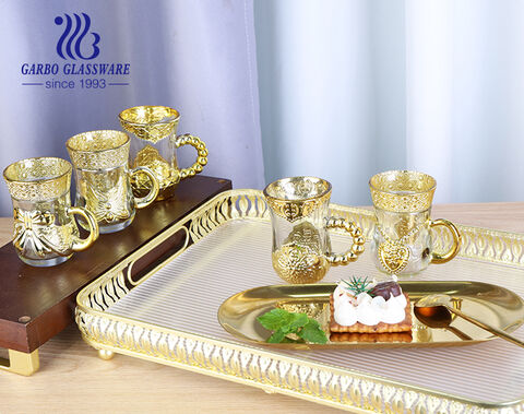 Luxury golden plating glass tea mug in Middle East style