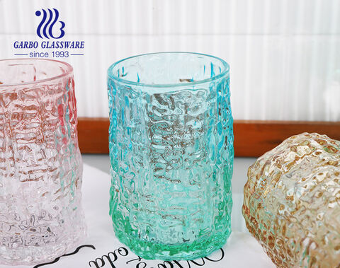 Copo de vidro colorido de pulverização 9oz 250ml Preço barato copos para beber