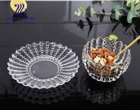 New Design Embossed Pattern Glass Bowl and Saucer Set for Wholesale