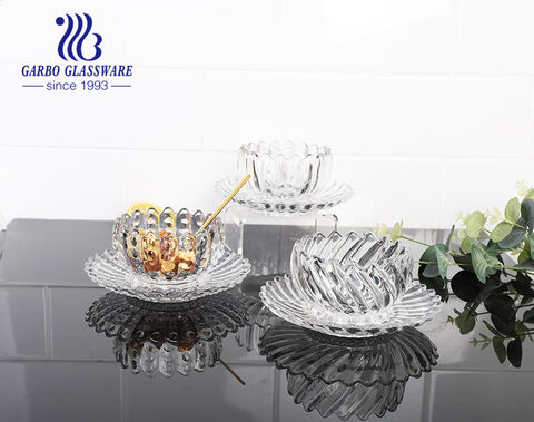 Hot Selling Glassware Transparent Home Use Glass Bowl and Saucer Se