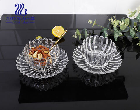 Горячая продажа стеклянной посуды, прозрачная стеклянная чаша для домашнего использования и комплект блюдца