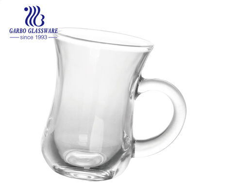 Fábrica de tazas de té de vidrio turco clásico de tamaño pequeño transparente de 100 ml