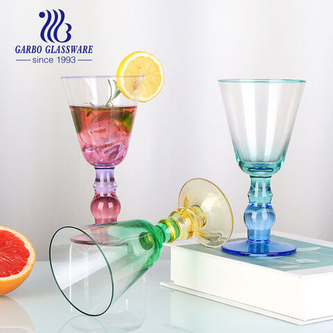 Copos para presente 280ml Taças de vidro Margarita com haste colorida