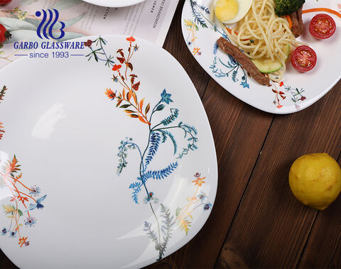 square shape flat plates soup plate opal glass supplier in China