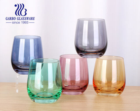 Machine Blowing Glass Tumbler Wine Glass with Spraying Color