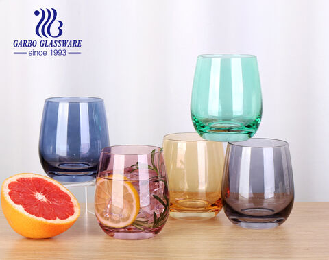 Machine Blowing Glass Tumbler Wine Glass with Spraying Color