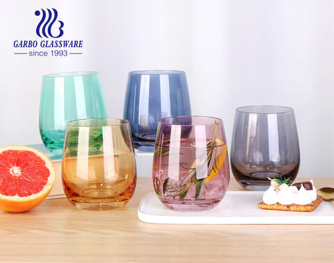 Wholesale Stemless Drinking Glasses 340ml Custom Colored Glass Cup