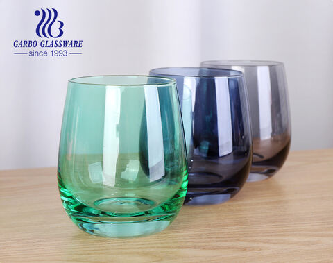 Wholesale Stemless Drinking Glasses 340ml Custom Colored Glass Cup