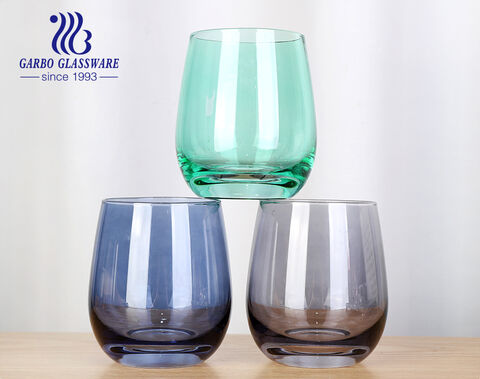 Vasos para beber sin pie al por mayor, taza de vidrio coloreada personalizada de 340ml