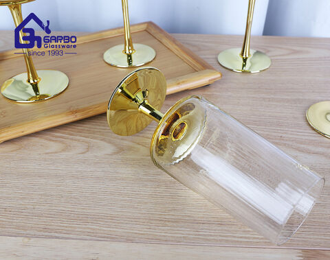 Cálice de vinho de vidro com base dourada galvanoplastia fornecedor da China