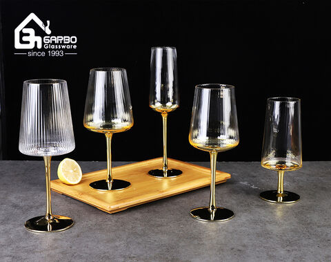 Hot selling Golden base glass stemware from China wholesaler