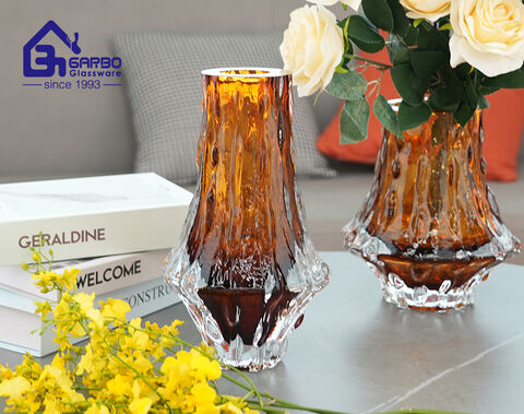 ダークブラウンクラシック卸売ガラス製品花瓶ホームデコ