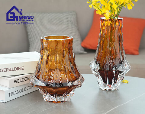 ダークブラウンクラシック卸売ガラス製品花瓶ホームデコ