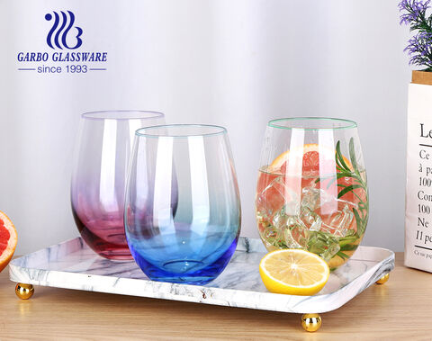 Klassisches, heiß verkauftes Design, farbige Glaswaren, stielloser Wassersaft-Glasbecher