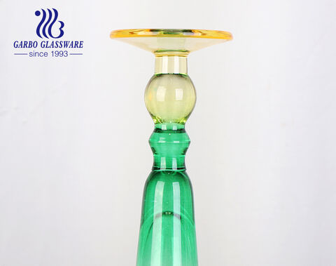 Copa de champán soplada con tallo de color zafiro 140ML