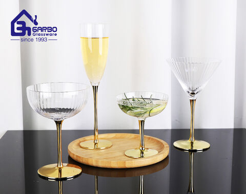 240 ml 8.5 Unzen goldenes Luxus-Weinglas-Champagner-Stielglas-Großhändler