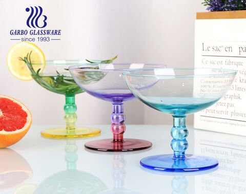 280ml spray color ice cream cup with stem for restaurant