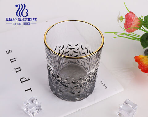 Ion Plating Gold-Hot Stamping and Engraved Glass Cup