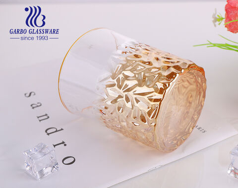 Ion Plating Gold-Hot Stamping and Engraved Glass Cup