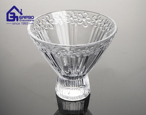 High white quality glass cup for ice cream service