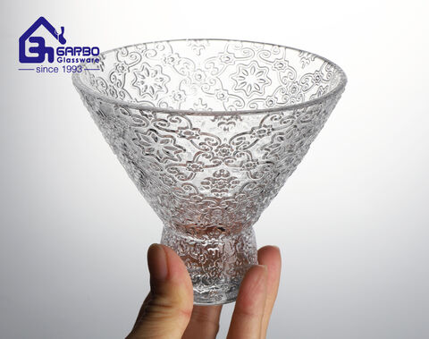 High white quality glass cup for ice cream service