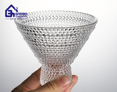 High white quality glass cup for ice cream service