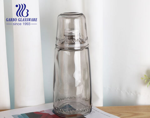 Bouteille d'eau en verre avec couvercles de tasse gravés en spray de couleur de 1100 ml