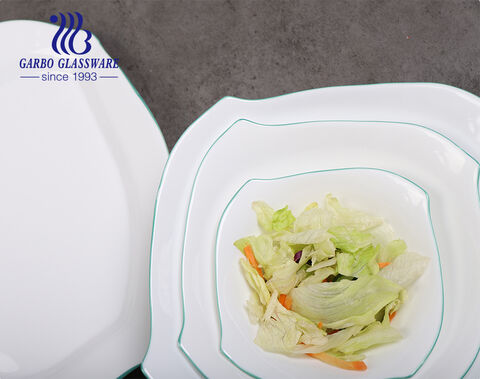 Cuenco de cena de 6 pulgadas de vidrio opalino de fábrica de China con borde de color