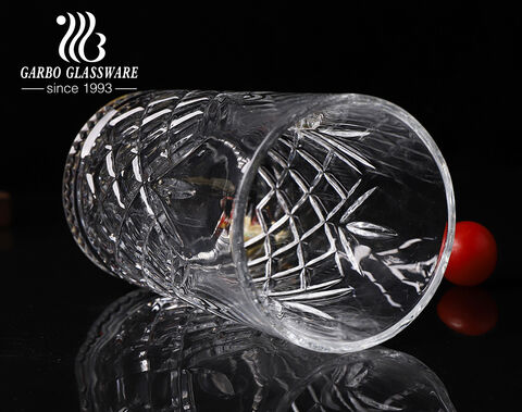Tazza in vetro da whisky in rilievo in stile turco da 16 OZ di alta qualità con disegno a diamante inciso