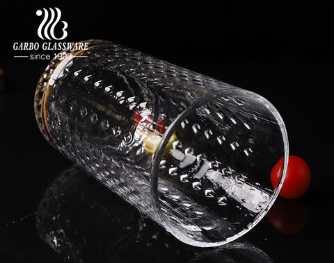 Taza de cristal de whisky grabada en relieve estilo pavo de alta calidad de 16 onzas con diseño de diamante grabado