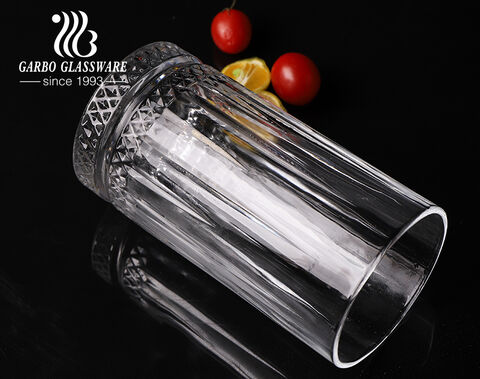Tasse en verre à whisky gaufré de style turc de haute qualité de 16OZ avec motif de diamant gravé