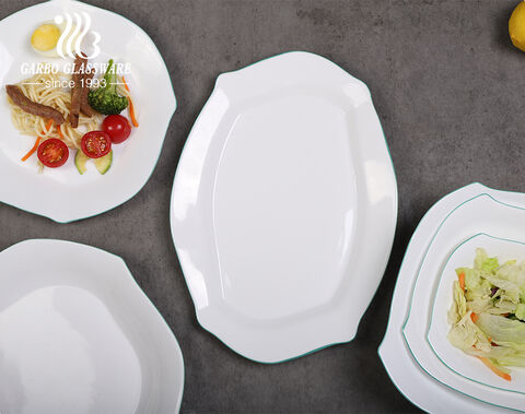 Creative Style Dinner Plate 10.5inch White Opal Glass Food Serving Plate