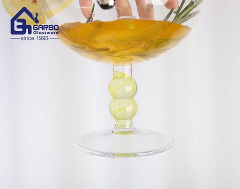 380ml hand made crystal clear cocktail glass with pear stem