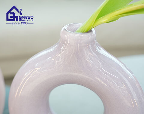 New Arrival Purple Color Flower Holder Handmade Glass Vase