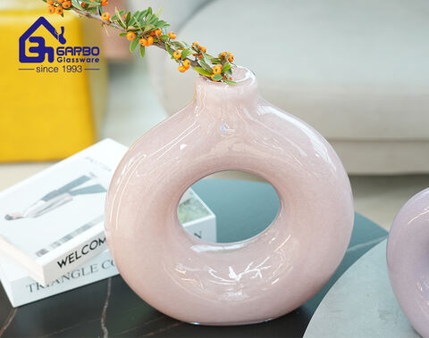 Home Decor Flower Vase High-end Round Circle Shape Pink Color Vase