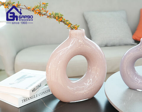 Home Decor Flower Vase High-end Round Circle Shape Pink Color Vase