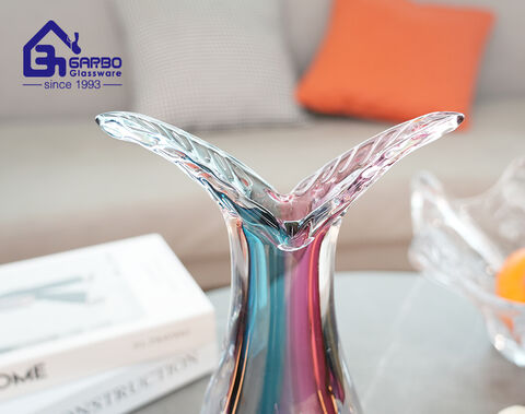 Nouveau Vase de glaçure de couleur haut de gamme Style européen Vase en verre de couleur rose-bleu