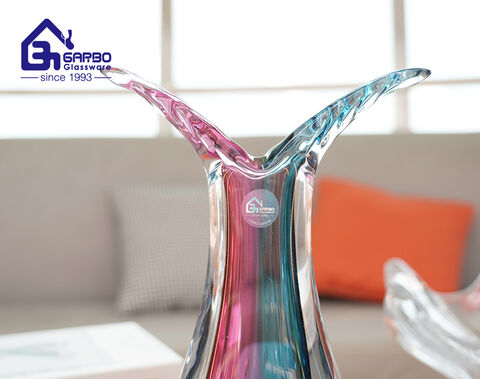 Nouveau Vase de glaçure de couleur haut de gamme Style européen Vase en verre de couleur rose-bleu